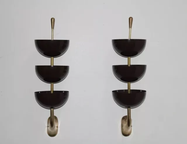 Pair of Rare Italian Stilnovo Style Mid Century Wall Sconces Lights Lamps