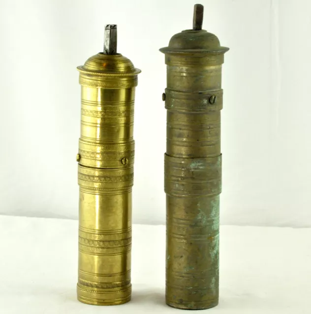 Primitive Antique Brass Ottoman Coffee Spice Grinder Mill Crank Lot x 2