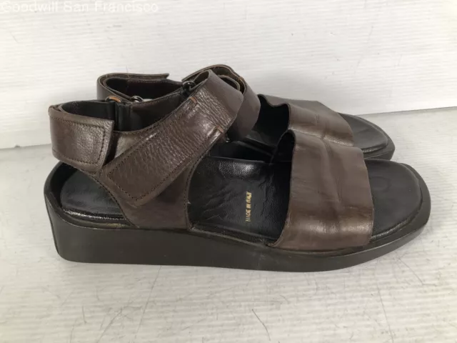 Prada Womens Brown Leather Italy Adjustable Platform Strappy Sandals Size 38 COA