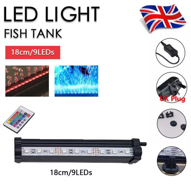 Multi-color RGB LED Air Bubble Curtain Submersible Light for Fish Tank Aquarium