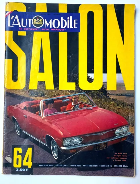 Revue l'Automobile n°222 spécial salon Auto 1964 en état d'usage