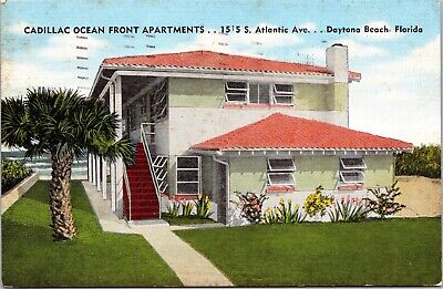 Cadillac Ocean Front Apartments Daytona Beach Florida FL c1949 Postcard