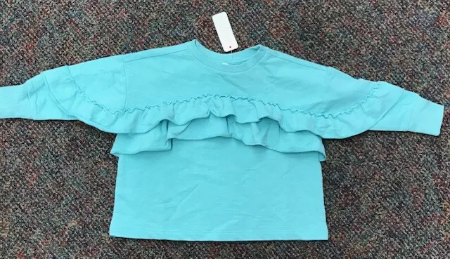 NWT Gymboree Girls Green Ruffle Long Sleeve Shirt Retail $34.50