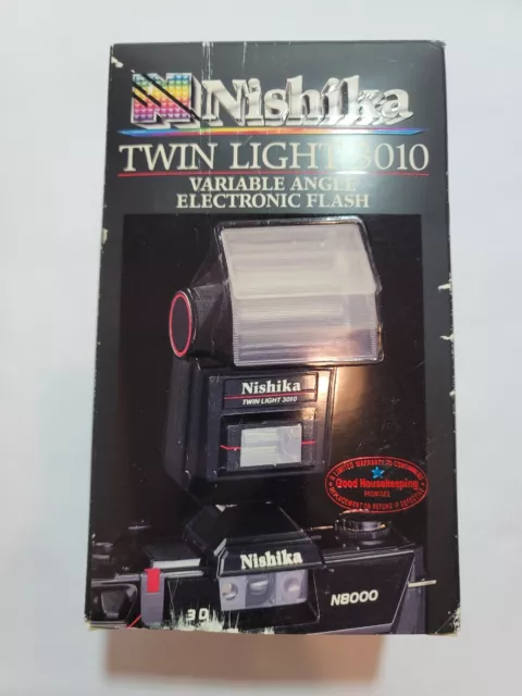 Nishika Twin Light 3010 Shoe Mount Flash for 3D Camera Variable Angle Flash READ
