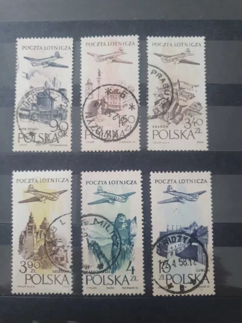 Polen 1957 Mi 1035-1040 gestempelt Luftpost
