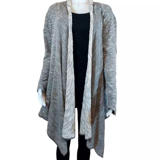 Free People Womens Boho 'In The Loop' Open Front Long Heather Gray Cardigan Sz M