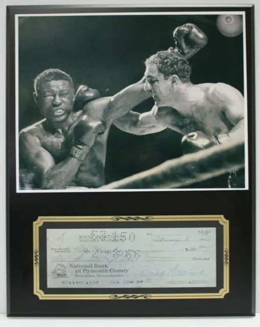 Rocky Marciano Reproduction Signed Check Display