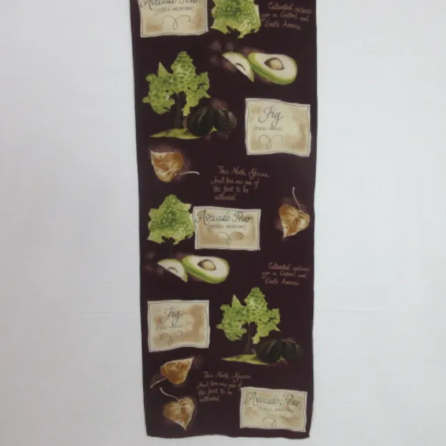 Avocado North African Fruit Silk Scarf 11x58“ Long Vintage ScarvesiLove 3423