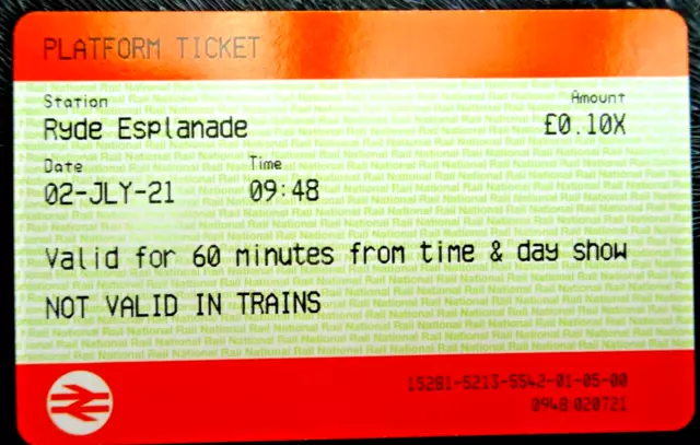 RYDE ESPLANADE British Railway PLATFORM TICKET - Window 01