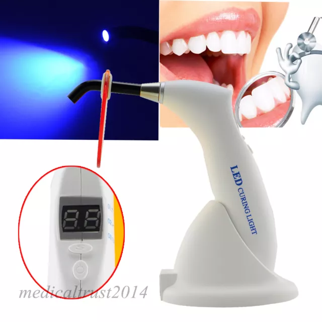 2*Dental 10W LED Curing Light Lamp Cordless 2000mw Gun Type Charge Base Denshine 2