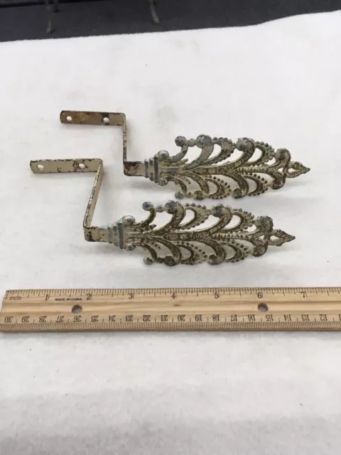 Pair Of Antique Victorian Metal Drapery Curtain Tie-Back Brackets Nice