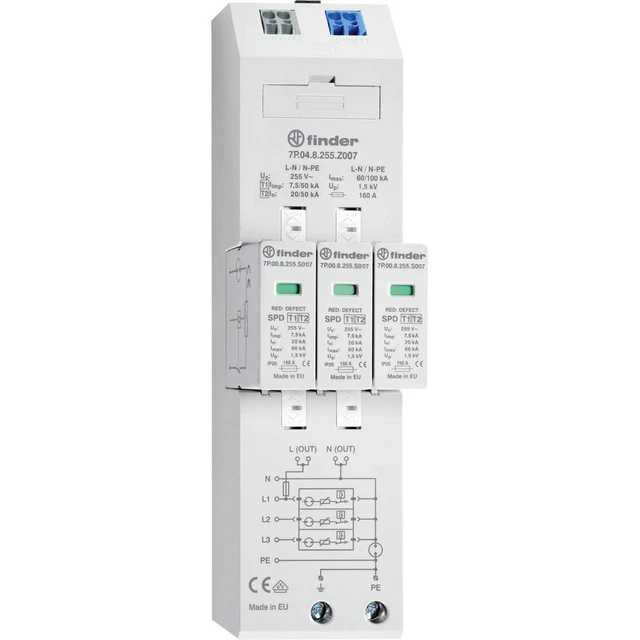Finder 7P048255Z007 7P.04.8.255.Z007 Limiteur de surtension 20 kA