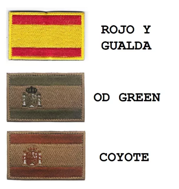 Airsoft parche España, Spain flag bordado coyote verde amarillo gualda 8X5 CM