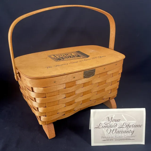 split oak IVORY SOAP PROCTOR & GAMBLE 125 yr commemorative basket lid handle