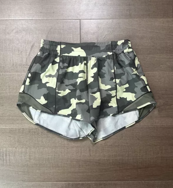 Lululemon Women’s Hotty Hot Lined Camo Shorts 4” Ins Crispin Green Multi Size 6