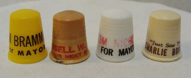 Vintage Lot of 4 Mayoral Candidates Campaign Thimbles