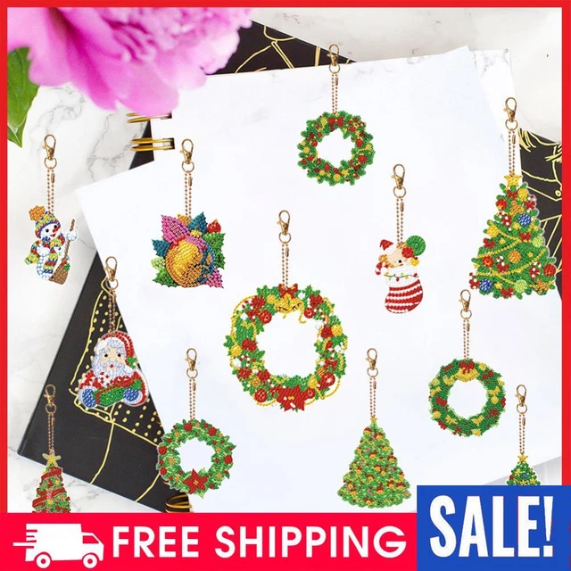 Double Sided Rhinestone Pendant Ornament Xmas Tree Special Shape 6PCS