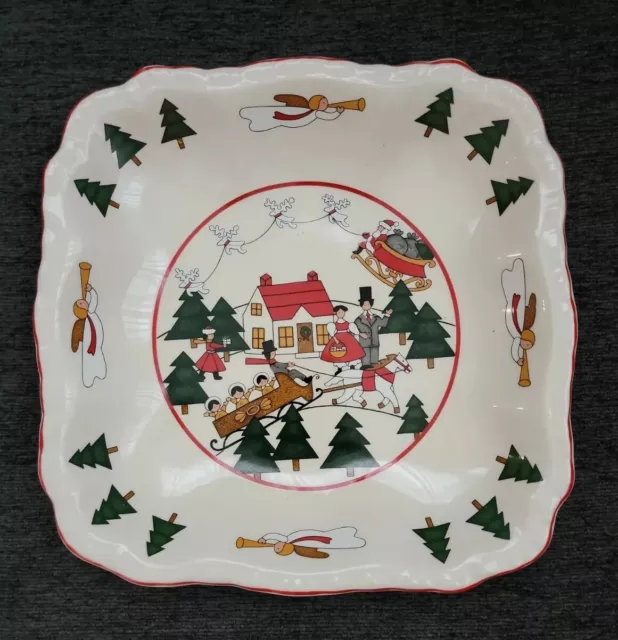 Mason’s Christmas Village Square Ironstone Cake Plate Bowl 8.5” CH5789 England