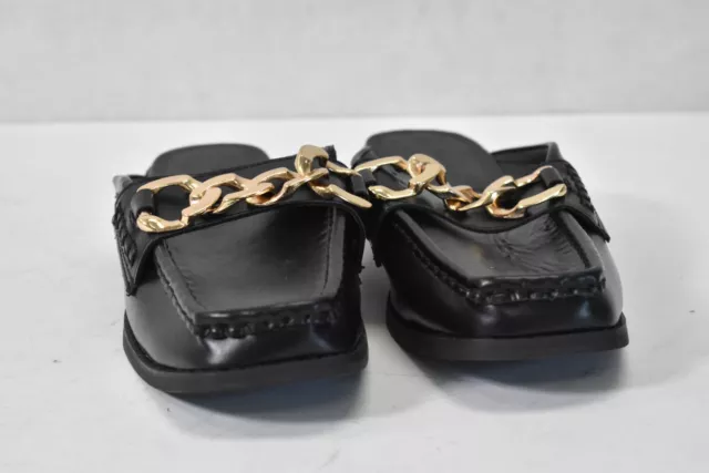 ASOS Truffle Collection Loafer Mules w Chain Detail Black Size 7.5 11024170 2