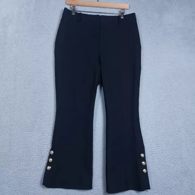 Derek Lam 10 Crosby Pants Womens 10 Black High Rise Kick Flare Gold Tone Buttons