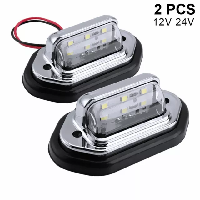 2X 12-24V 6 LED License Plate Tag Light Tail Lamp for Car Truck SUV Trailer Van