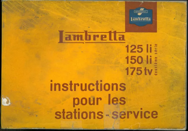 LAMBRETTA 125 150 LI 175 TV MANUEL INSTRUCTIONS STATION SERVICE ATELIER Français