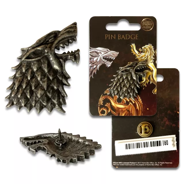 Official Game Of Thrones Stark Direwolf Crest Tie Lapel Pin Badge Merchandise