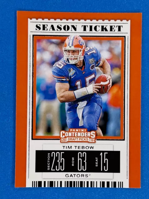 2019 Panini Contenders Draft Picks Season Ticket Tim Tebow #94 Florida Gators