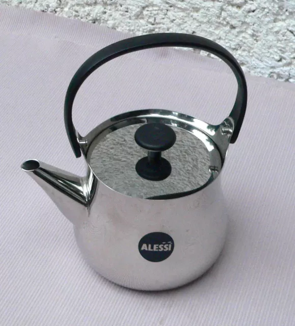 ALESSI Design Teekanne Edelstahl glänzend 1/1,2 Liter mit Teefilter gut erhalten