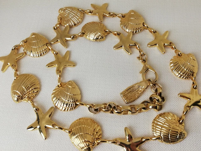 Collier Et Broche 'Étoiles De Mer' Par Carole Saint Germes - Bijou Vintage Doré - État Neuf