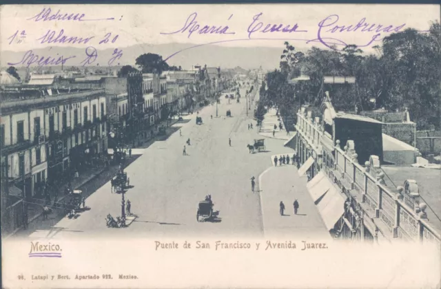 MEXICO Puente de San Francisco 1900s litho PC