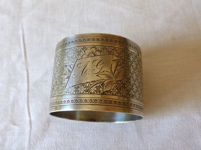Rond De Serviette Ancien Argent Massif - Monogrammé - Poids 26g - 1er Titre - Antique