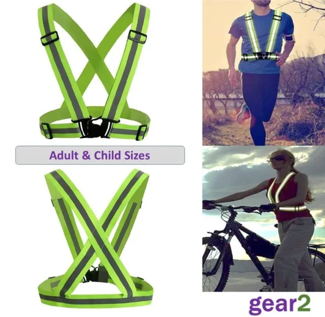 UK Hi Viz Reflective Running Cycling Vest Belt High Visibility Mens Womens Adult