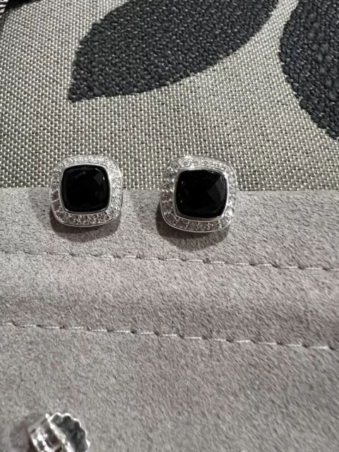 David Yurman Albion 7mm Onyx and Diamonds Stud Earrings