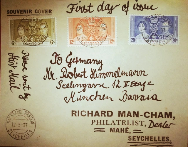 Traumbrief Seychelles 1937 Cronation Of Kingdom - Germany Bavaria Rrr