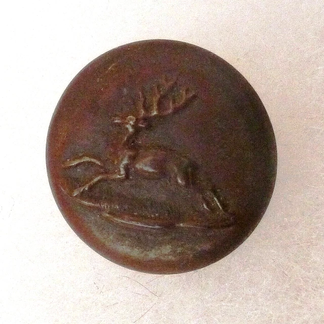 BOUTON ANCIEN CHASSE Vénerie Equipage Chevreuil ORIGINAL France L.F