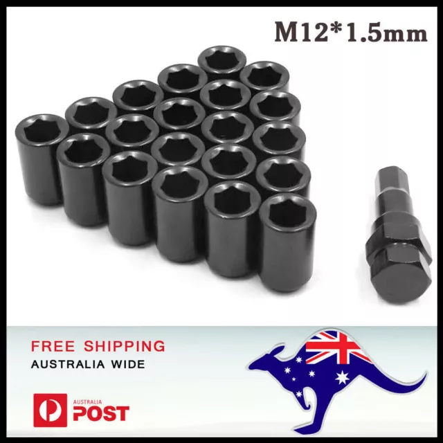 M12 x 1.5 Steel Wheel Lug Nuts Wheel Rims Tuner With Hex Key 21PCS Black Qwwaaac