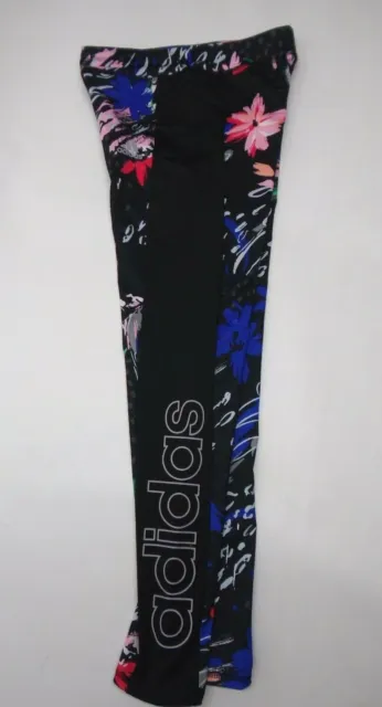 ADIDAS L 14 Leggings Aeroready Girls Floral Yoga Spellout $35