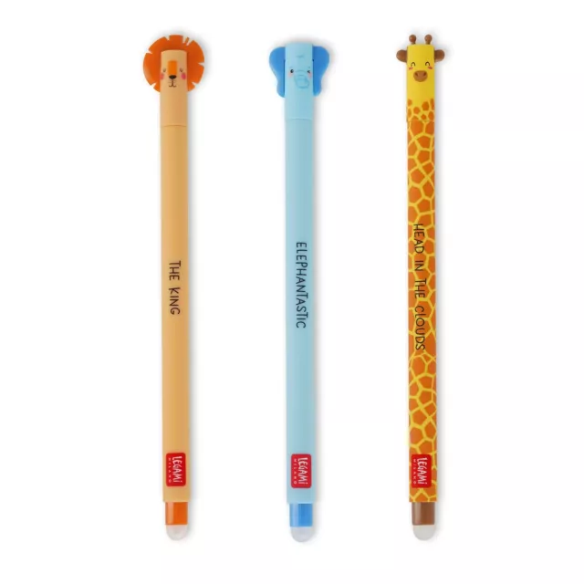 Legami Set "Elefant, Löwe und Giraffe" -  löschbare Gelschreiber -  Erasable Pen