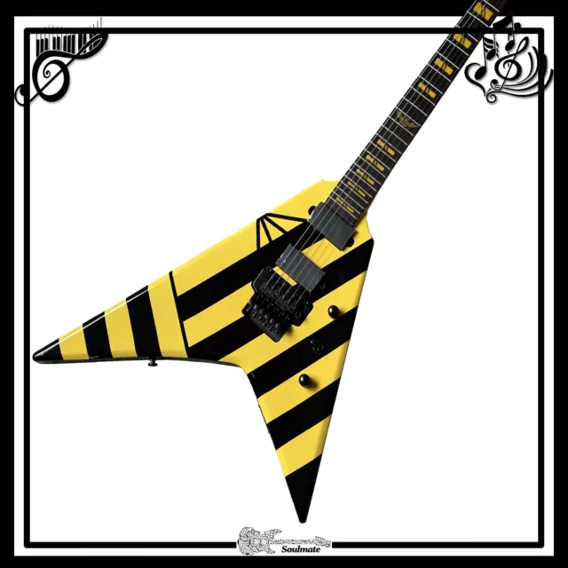 Custom Jack Electric Guitar Black&yellow  FR Bridge Black Hardware Free Shipping
