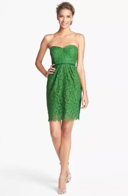 Jenny Yoo 'Hudson' Lace Strapless  Sheath Dress size 14 Dress EverGreen