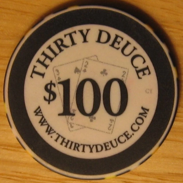 $100 Thirty Deuce Casino Poker Chip