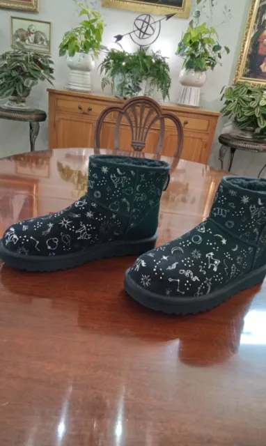 Ugg Classic Mini Zodiac Black Boots. Size 10 New Without Box. Sparkles!