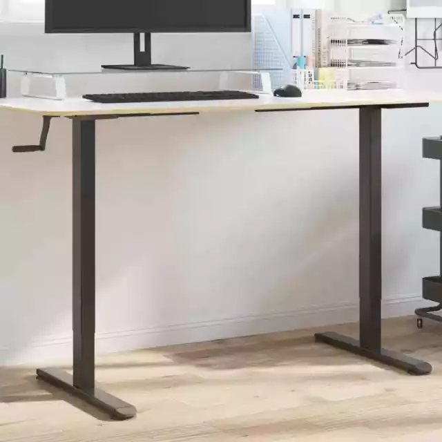 Marco de escritorio pie acero negro (94-135)x60x(70-114) cm vidaXL