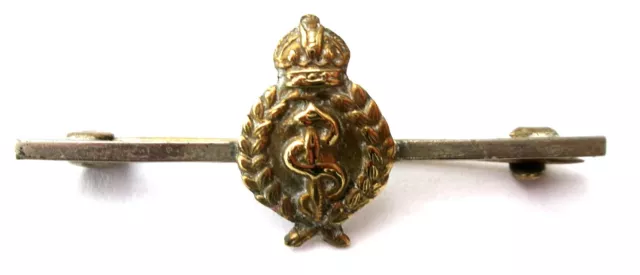 Vintage ROYAL ARMY MEDICAL CORPS Small Sweetheart Bar Brooch METAL King Crown