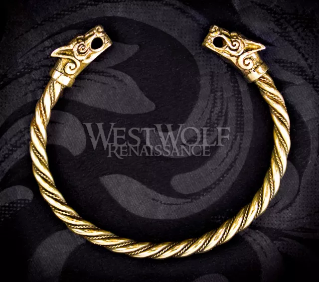 Viking Fenrir Wolf Bracelet/Torc/Torque --- Norse/Medieval/Jewelry/Skyrim/Gold