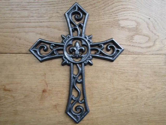 Cast iron rustic vintage style Christian cross crucifix religious wall decor