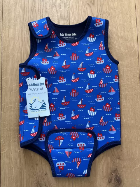 Bellissima muta in neoprene nuova Jojo Maman Bebe taglia 12-18 mesi stampa barca