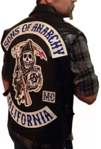 New Sons of Anarchy Biker Vest | SOA Motorcycle Highway Gangs Real Leather Vest