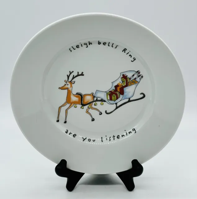 Pottery Barn Holiday Cheer Salad Dessert Soup Plate Christmas 8” Sleigh Bells